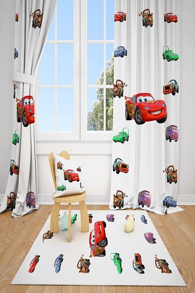 dekomingo CARS FAMILY BABY AND KIDS ROOM FON CURTAIN 2 WINGS