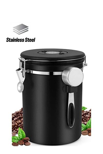 Saharaz علبة قهوة محكمة الإغلاق، سعة 1500 مل لتخزين حبوب القهوة مع ملعقة قياس سعة 30 مل، حاوية تخزين طعام