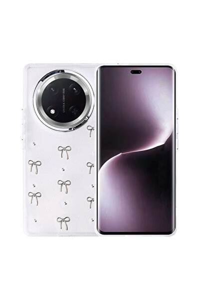 Nezih Case Honor Magic 7 Lite Uyumlu Airbag Tasarımlı Simli Şeffaf Desenli Kapak Kılıf