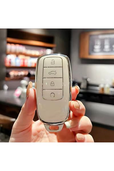 YıldızTuning Key Case for Chery Omoda 5 Pro White-Silver
