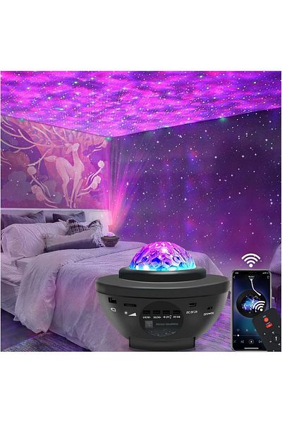 fulina Dynamic Projection Night Light with Remote Control Bluetooth Speaker, Multiple Colours,for Bedroom