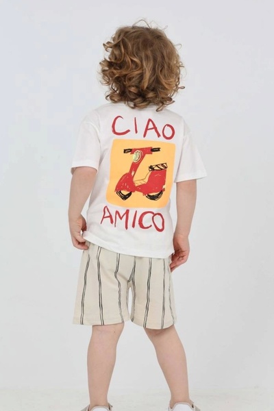 Kidmark Çocuk Modası Boy's Motorcycle Printed Summer 2-Piece Set
