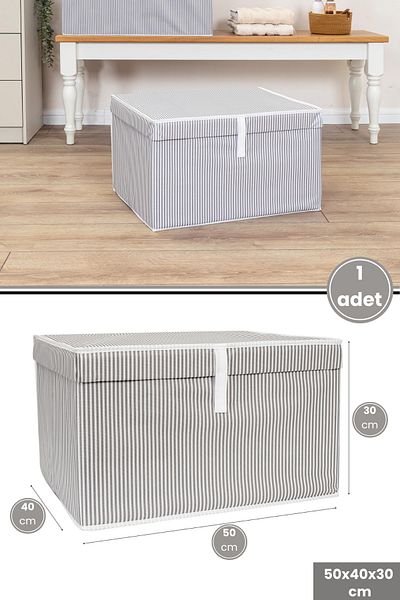 Flora Maxi Box Storage Box, Sheet Pillow Clothing Closet Organizer Cardboard Backed (50X40Cm) 1 Piece Gray