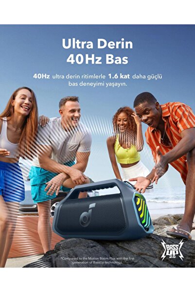 Anker Soundcore Boom 2 Plus Bluetooth Hoparlör - 140W- 2+2 Stereo Kanal - Mavi - A3134