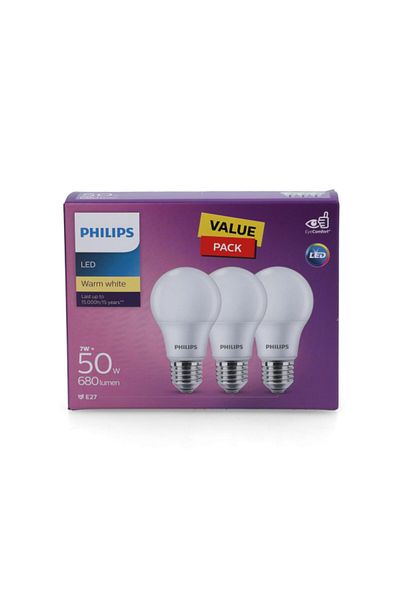 Philips لمبة LED موفرة للطاقة وخالية من الوميض، 3 قطع، 680 لومن E27