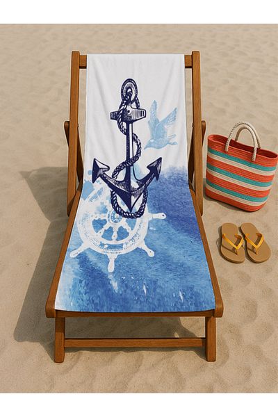 denizlicotton 80 X 150 cm Beach Towel, Printed Towel, Sea Towel, Sunbed Towel