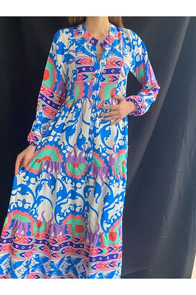 OlaLady Rochie largi cu mâneci lungi din țesătură din viscoză
