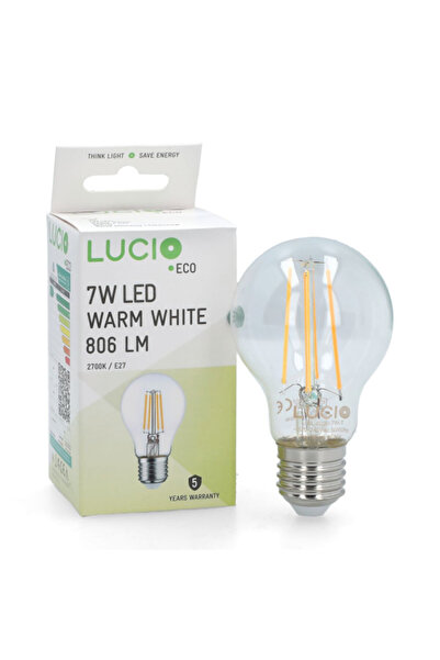 LUCİO مصباح LED E27 بقوة 7 وات 2700 كلفن 806 لومن، 60 × 105 مم