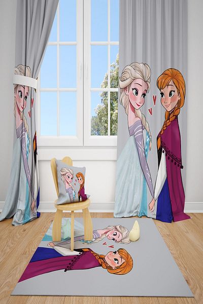 dekomingo LIGHT GRAY ELSA AND ANNA BABY AND CHILDREN'S ROOM FON 2 WINGS