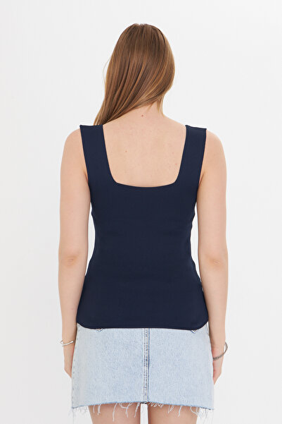 THIFF GYMWEAR Women's Sleeveless Thick Strap Slim Summer Square Neck Knitwear Undershirt