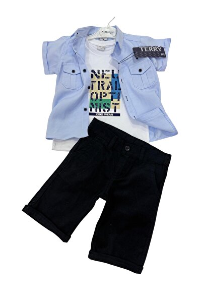 Terry Boy's Oxford Short Sleeve Shirt T-Shirt Shorts Suit / Shirt - 3 Piece Suit with T-Shirt Shorts