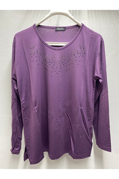 NEZİR KENDİNDEN TAŞLI YAZLIK BAHARLIK LİKRALI ANNE KADIN BLUZ PENYE