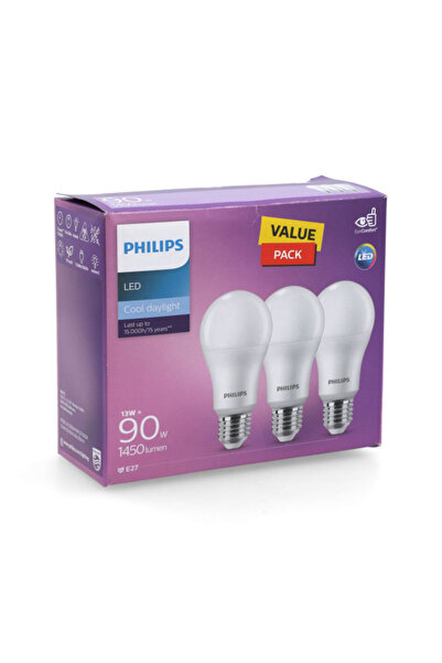 Philips 3-Piece 13W Non-Dimmable Energy-Saving Flicker-Free LED Bulb