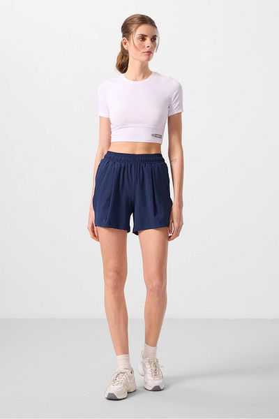 TOMMY LIFE Pantaloni scurți pentru femei, cu buzunar ascuns, din poliester indigo, cu fermoar - 91014