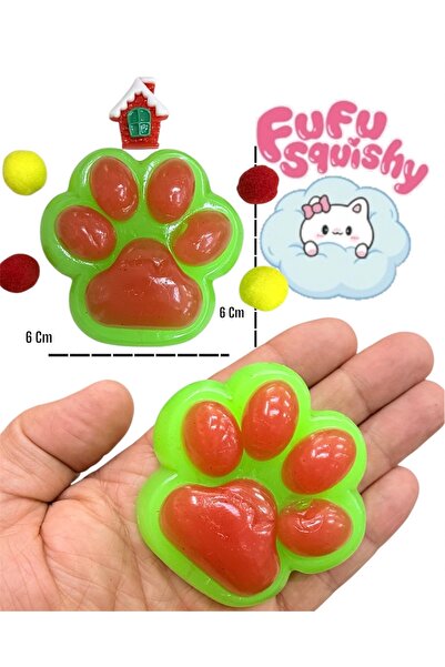 tmtoysandmore Kedi Patisi Fu Fu Squishy Taba Sukuşi Stres Oyuncak (Yeşil Kırm...