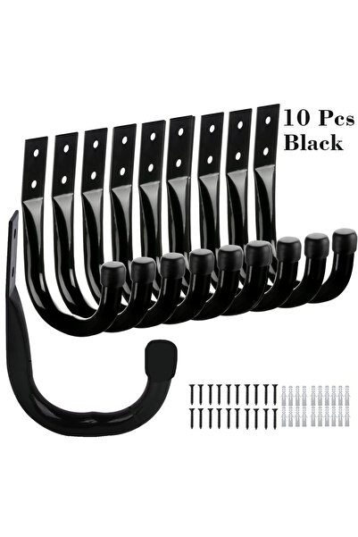 Choice Black-10Pcs Pack of 6 Heavy-Duty Garage Hooks for Hanging, Large Garag...