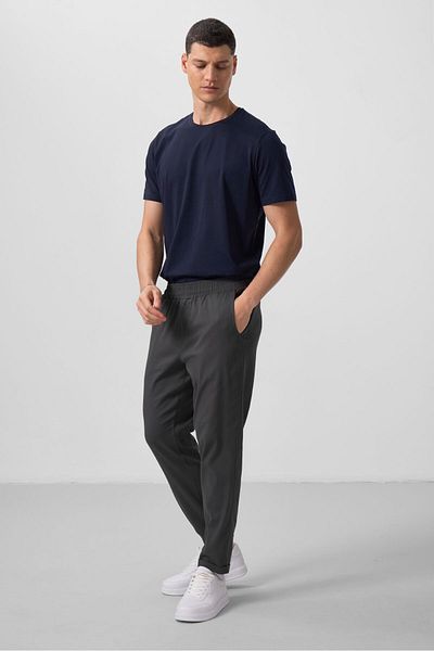 TOMMY LIFE Αντρικό παντελόνι Anthracite Standard Fit υφαντό ελαφρύ εύκαμπτο Chino - 82175