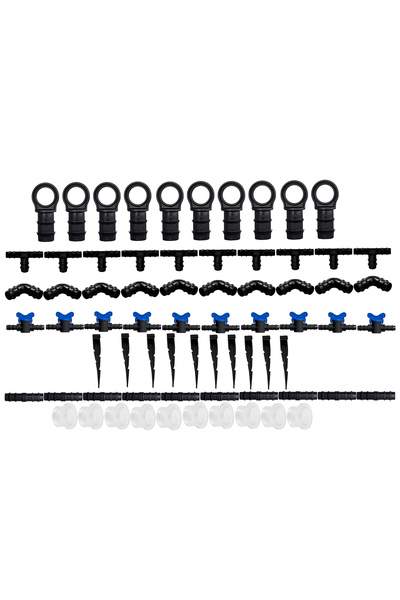 Simkar Plastik Damla Ek Parça Seti 16'lık  Set Kazık+Tapa+Vana+Dirsek+Nipel+Conta+Te x 10