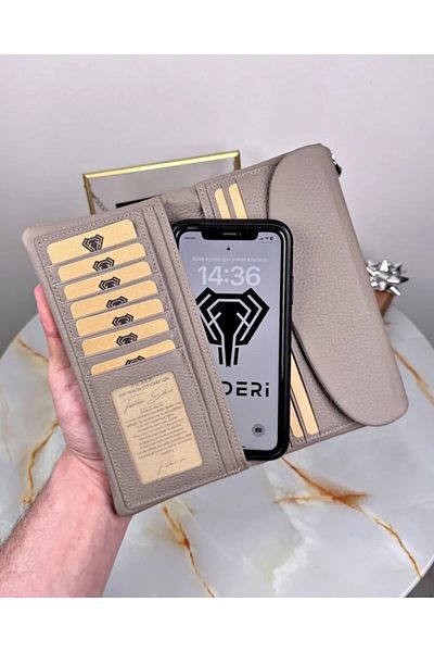 Fil Deri Genuine Leather Women's Wallet with Phone Compartment 2049