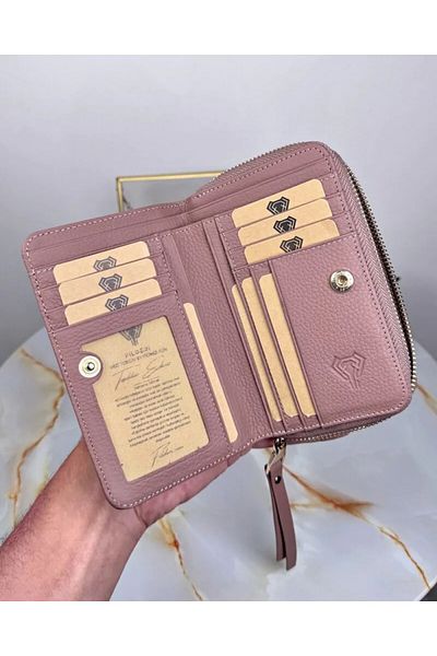 Fil Deri Genuine Leather Multi-Compartment Zippered Luxury Women's Wallet 2091