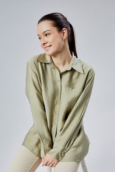 Bolivente Cămașă oversize verde cu detaliu cu fante