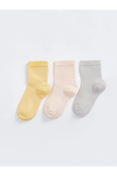 Aziz Bebe Baby Girl Basic Seamless 3-Piece Socks 3 Years - 6 Years