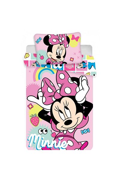 Minnie Mouse Set 2 piese lenjerie de pat, Husa pilota, 100x135 cm, husa perna, 40x60 cm, Multicolor, Minnie Mouse