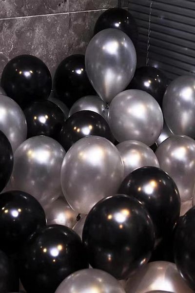 Parti dolabı 25 Metallic Pearlescent Black-silver Gray Mixed Balloons Flying with Helium