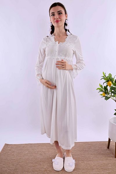 ByLohusa Effortt Ecru Maternity Maternity Nightgown Byl 224042