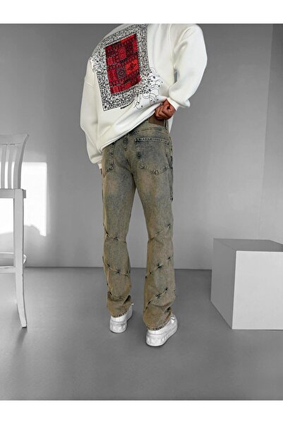 ablukaonline Blugi din denim cu degrade lavabili, largi, albaștri