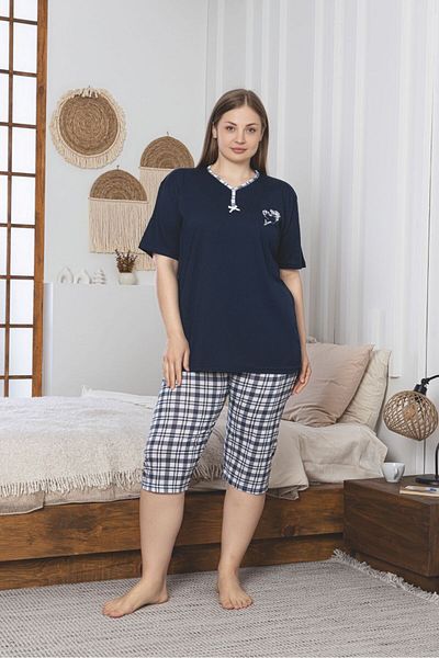 Asel Plus Size Lycra Combed Cotton Capri Pajama Set