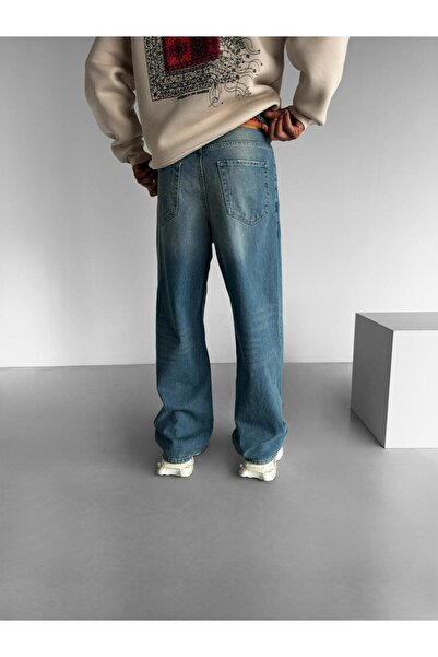 ablukaonline Pánské tmavě modré super pytlovité džínové kalhoty s páskem