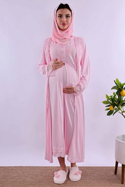 ByLohusa Effortt Pink Hijab Pregnant Maternity Set Byl2T24262