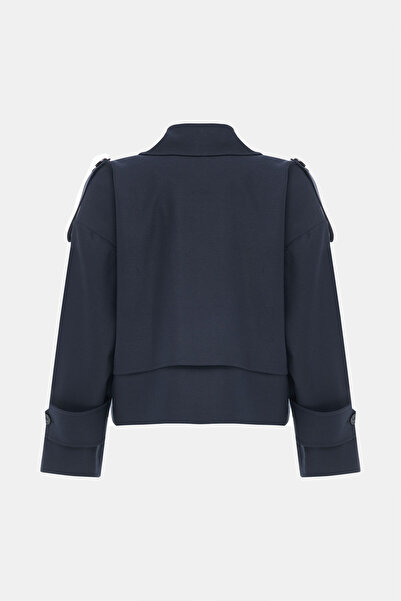 W Collection LACİVERT KRUVAZE YAKA RELAX KALIP TRENÇKOT