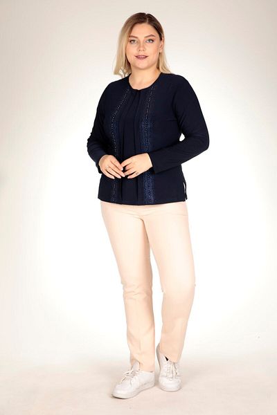 TRENDSE Mother Blouse, Stoned Sandy Fabric Pearl Evening Dress Blouse