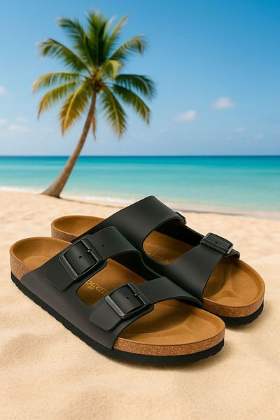 Slazenger Black Men's Summer Comfortable Beach Slippers