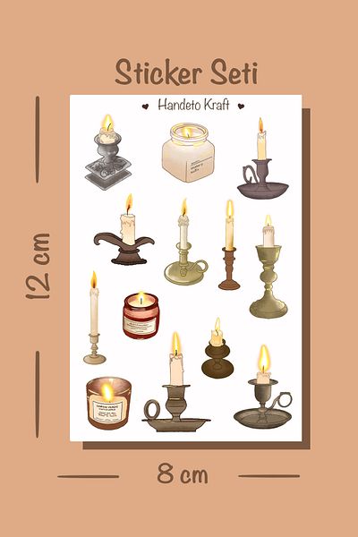 Handeto Kraft Semi-Transparent Candle Sticker, 8X12 Cm, Scrapbook, Label, Junk Journal, Bullet Journal, Stikir