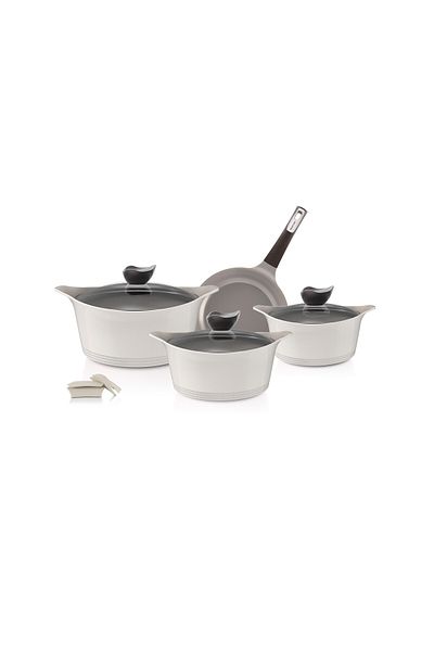 NEOFLAM Eni Made up of 7 Piece Cookware Set, Beige. Capacity 20cm - 24cm - 28cm - 26cm