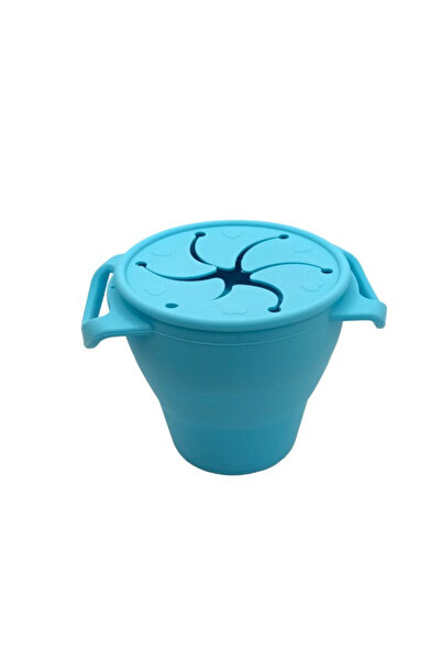 Empria Cana din silicon 2 in 1, pentru gustari si apa bebe, cu capac anti-varsare, Empria, Blue, cana bebe