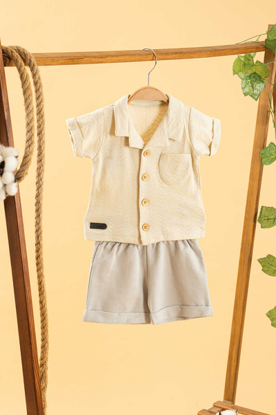 bombe Girl Boy Baby Kids Natural 2-Piece Shorts Set Cotton Trend Fashion Bott...