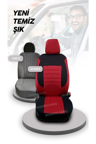 Modern Garaj Mitsubishi Lancer Compatible Embossed Car Seat Logo Case Set