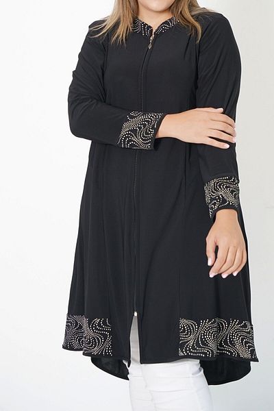 TRENDSE Mother Long Cardigan Tunic Ζακέτα με φερμουάρ Sand Ύφασμα