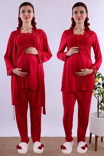 ByLohusa Effortt Cherry Dressing Gown Maternity Maternity Pajama Set Byl 224012