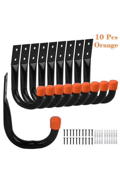 Choice Orange-10Pcs Pack of 6 Heavy-Duty Garage Hooks for Hanging, Large Gara...