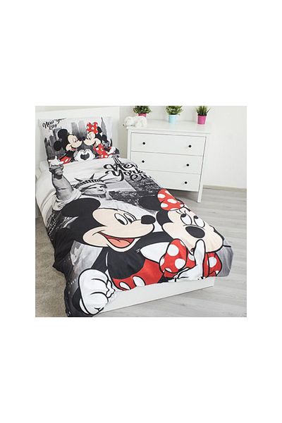 Minnie Mouse Set 2 piese lenjerie de pat, Husa pilota, 140x200 cm, husa perna, 70x90 cm, Multicolor, Minnie Mouse