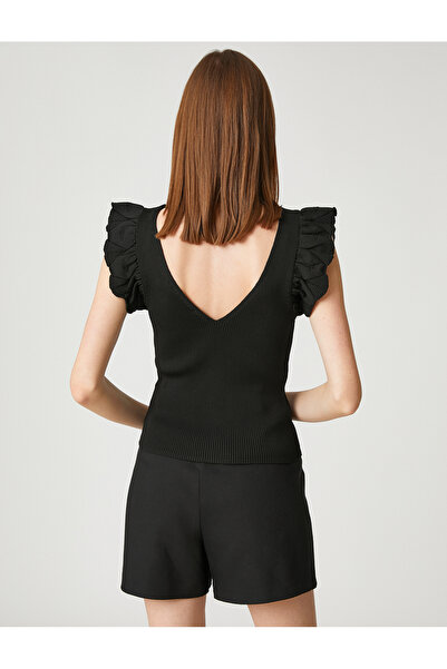 Koton Athlete V-nyakú kötöttáru Flounce részletekkel