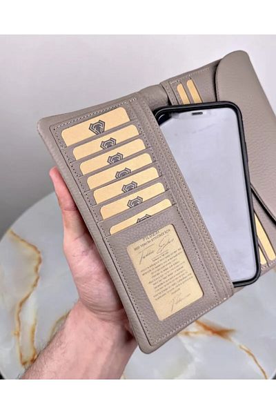 Fil Deri Genuine Leather Women's Wallet with Phone Compartment 2049