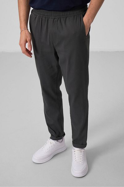 TOMMY LIFE Αντρικό παντελόνι Anthracite Standard Fit υφαντό ελαφρύ εύκαμπτο Chino - 82175