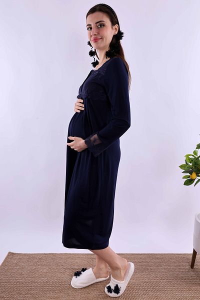 ByLohusa Effortt Navy Blue Maternity Maternity Nightgown Byl 224042