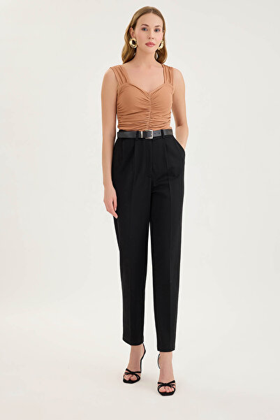 Vitrin High Waist Belted Pleated Pants